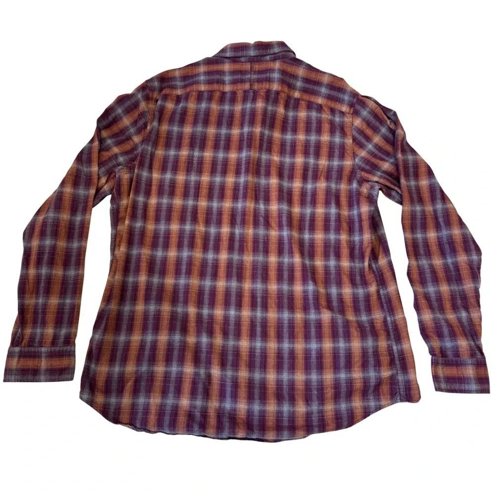 Banana Republic‎ Luxe Flannel Shirt Mens XL Tall Camden Fit Plaid Purple Orange